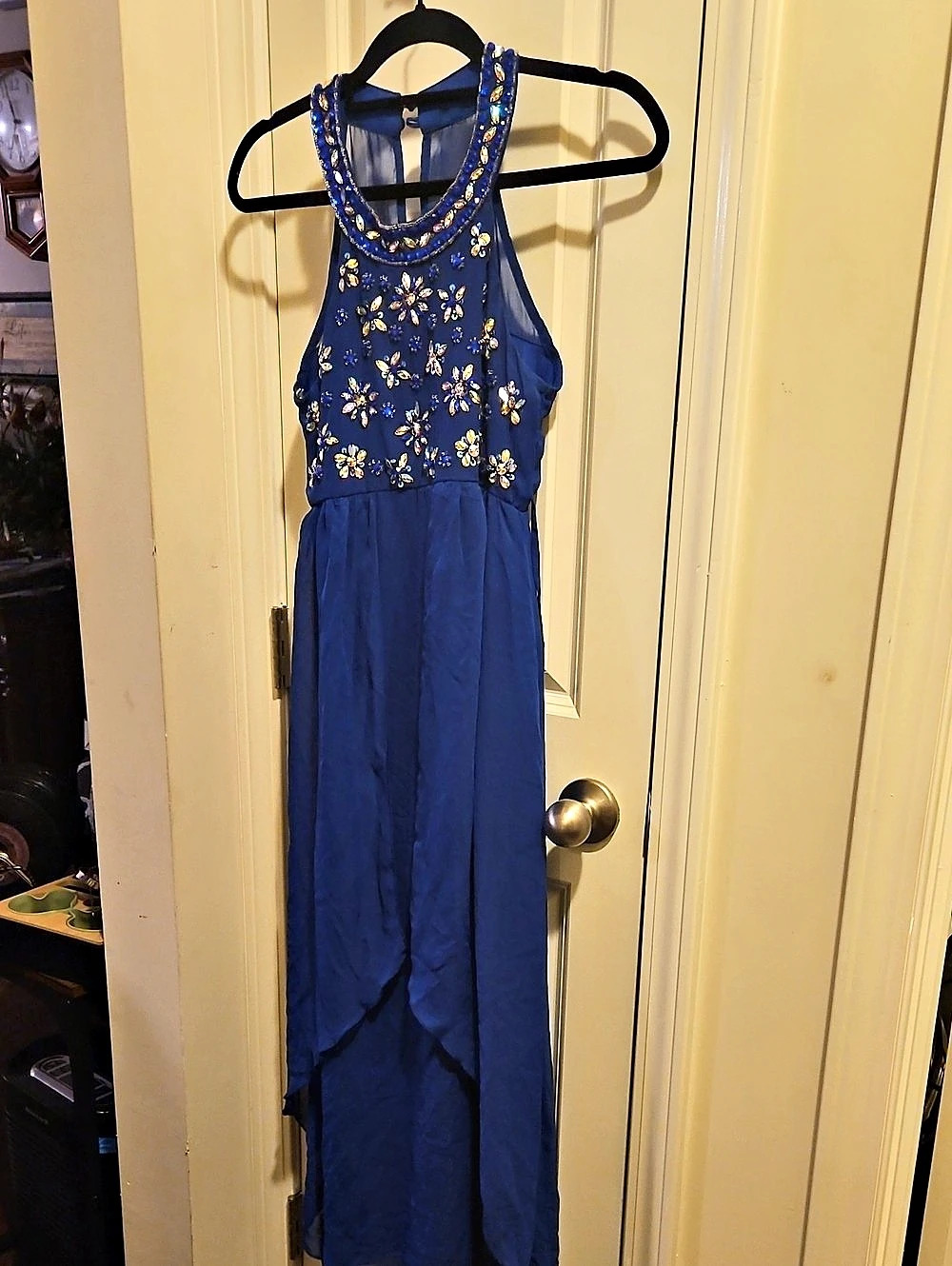 Floral Embellished Maxi Dress in Blue Like New